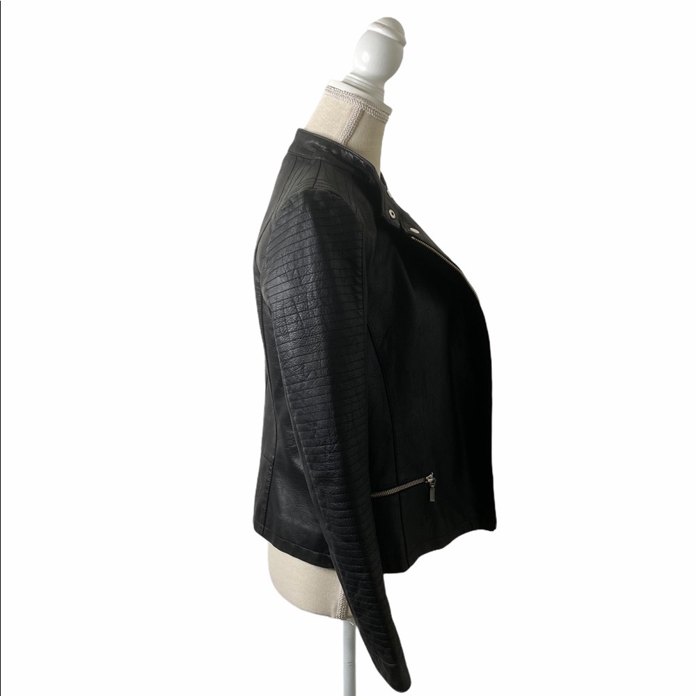 Halogen Quilted Faux Leather Moto Jacket - Picture 5 of 7